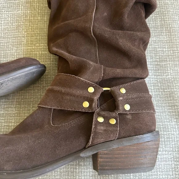 Restricted crunched Brown Suede Cowboy Knee-High Boots size - Picture 13 of 16